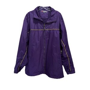 Kendo Purple Zip Up‎ Rain Jacket Lined Collar Elastic Cuffs Size Large Pockets